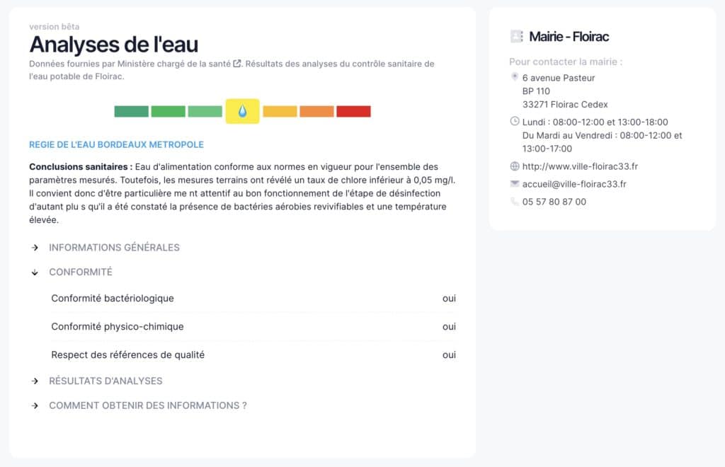 La qualité de l'eau sur l'application VigiFrance